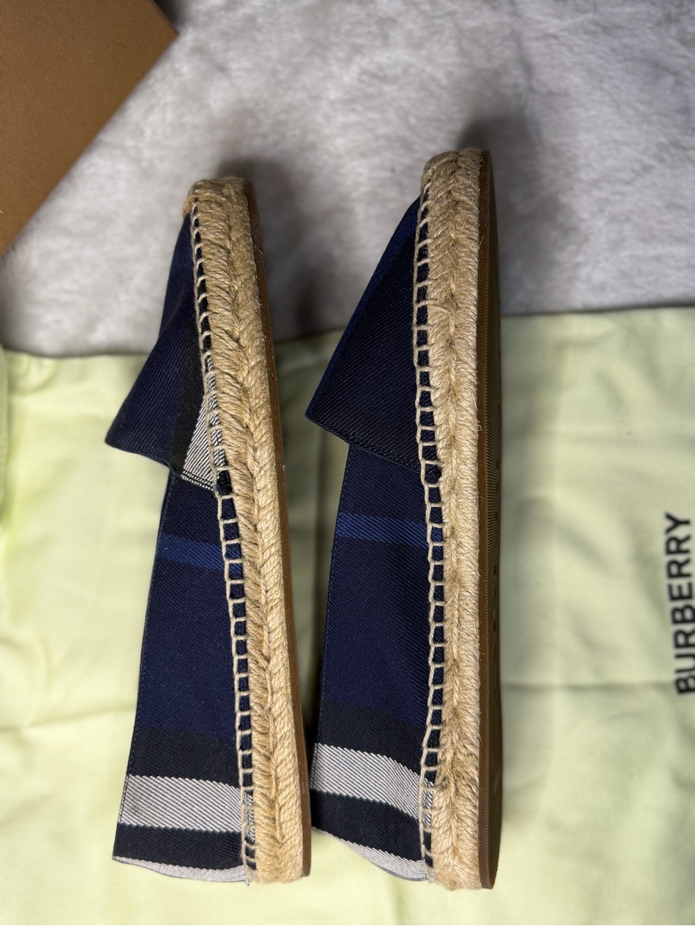 Burberry Navy and Indigo Canvas House Check Espadrilles - Picture 6 of 12